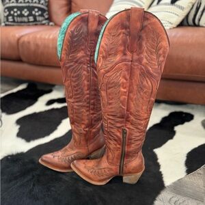 Corral Women’s Embroidery Cognac J Toe Tall Top Boot